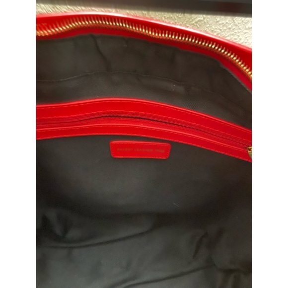 St John Red/Black Stripe Patent Tote Shoulder Bag - Picture 6 of 8